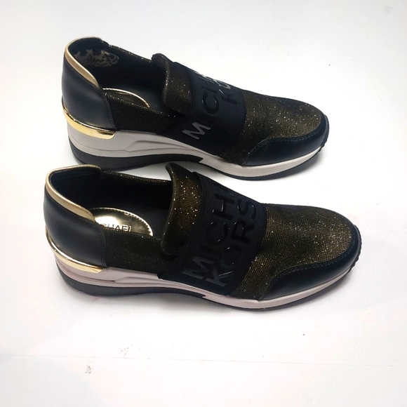 Michael Kors  Black and Gold Women's Sneakers Size 8.5M - Picture 1 of 15